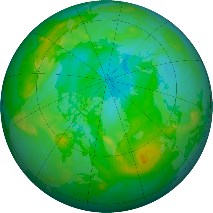 Arctic ozone map for 08 August 1985